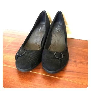 Black Suede Wedge Heels (US 9 1/2)